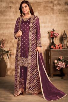 Wine Net Pakistani Salwar Kameez