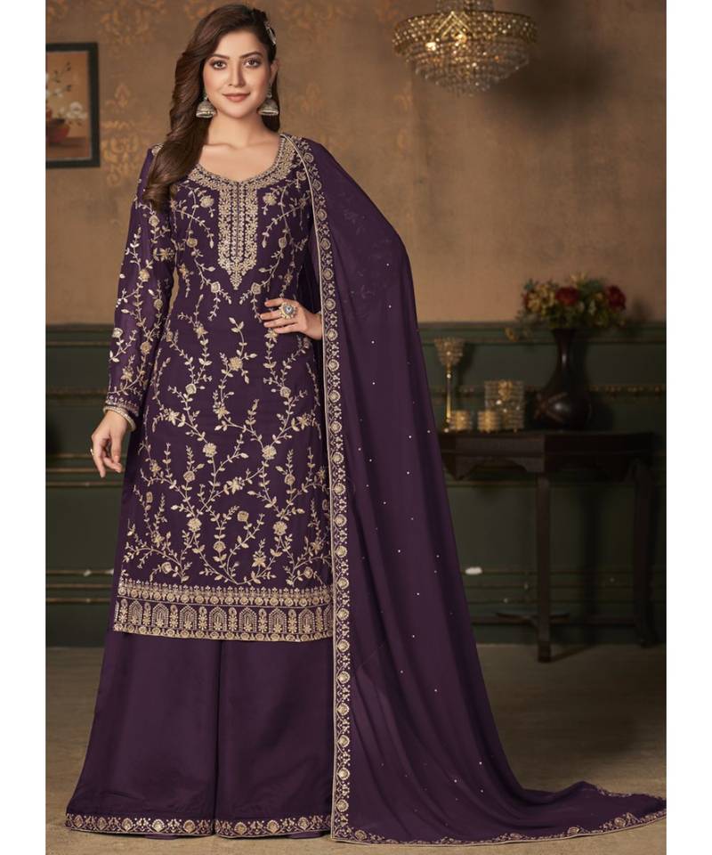 Purple Georgette Pakistani Salwar Kameez