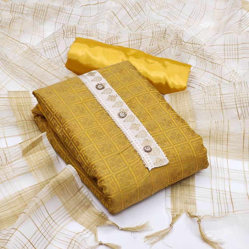 Mustard floral print banarasi salwar