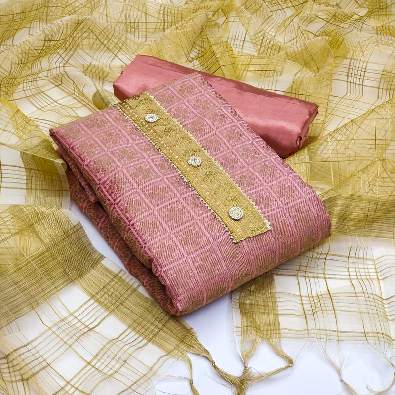 Peach floral print banarasi salwar