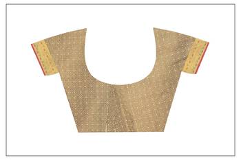 Yellow woven cotton saree with blouse 4