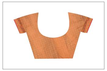 Orange woven cotton saree with blouse 4