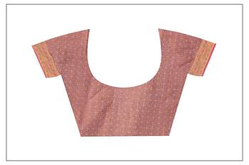 Pink woven cotton saree with blouse 4
