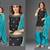 Black And Sky Blue Colour Sultan Silk Embroidered Stitched Patiala suits Set