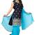 Black And Sky Blue Colour Sultan Silk Embroidered Stitched Patiala suits Set