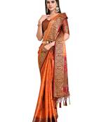 Orange woven art silk saree with blouse