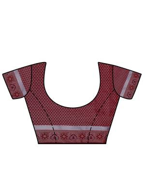 Maroon woven art silk saree with blouse 3