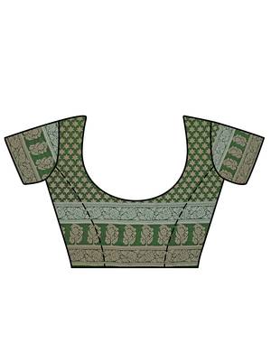 Green woven art silk saree with blouse 2