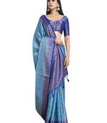 Turquoise woven art silk saree with blouse