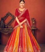 Thread and Sequence Embroidered Art Silk Lehenga