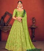 Thread and Sequence Embroidered Art Silk Lehenga