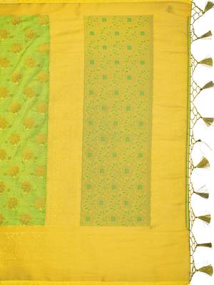 Yellow woven art silk saree with blouse 3