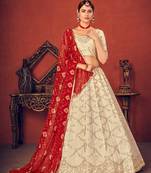 Thread and Sequence Embroidered Art Silk Lehenga