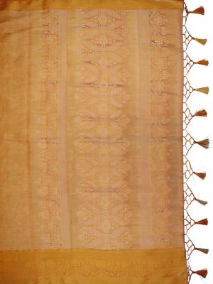 Gold woven art silk saree with blouse 4