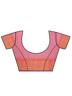 Pink woven art silk saree with blouse 2