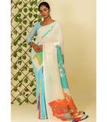 Multicolor printed georgette saree with blouse