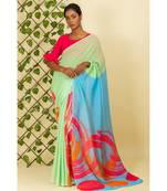 Multicolor printed georgette saree with blouse