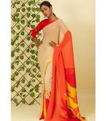 Multicolor printed georgette saree with blouse