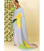 Multicolor printed georgette saree with blouse