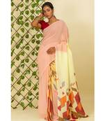 Multicolor printed georgette saree with blouse