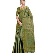 Green woven art silk saree with blouse