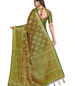 Green woven art silk saree with blouse