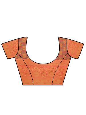 Orange woven art silk saree with blouse 2
