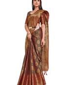 Maroon woven art silk saree with blouse