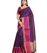 Purple woven art silk saree with blouse