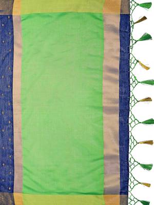 Navy blue woven art silk saree with blouse 4