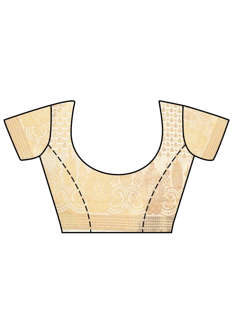 Off white woven art silk saree with blouse