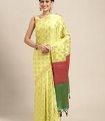 Green woven art silk saree with blouse