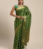 Green woven art silk saree with blouse