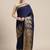 Navy blue woven art silk saree with blouse