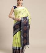 Green woven art silk saree with blouse