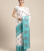 White woven art silk saree with blouse