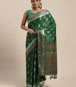 Green woven art silk saree with blouse