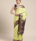Green woven art silk saree with blouse
