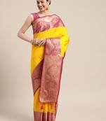 Gold woven art silk saree with blouse