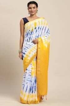 Multicolor woven chiffon saree with blouse