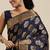 Navy blue woven art silk saree with blouse