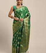 Green woven crepe saree with blouse