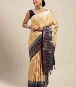 Beige woven art silk saree with blouse