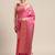 Pink woven art silk saree with blouse