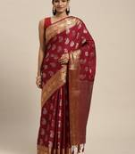 Brown woven art silk saree with blouse