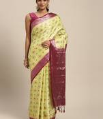 Green woven art silk saree with blouse