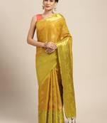Green woven art silk saree with blouse