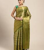 Green woven art silk saree with blouse