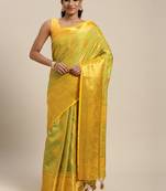 Gold woven art silk saree with blouse