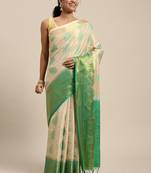 Beige woven art silk saree with blouse